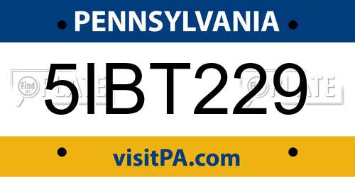5IBT229 Pennsylvania License Plate