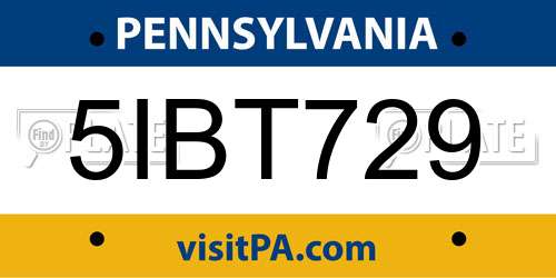 5IBT729 Pennsylvania License Plate