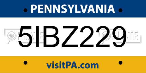 5IBZ229 Pennsylvania License Plate