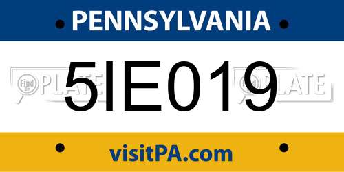 5IE019 Pennsylvania License Plate