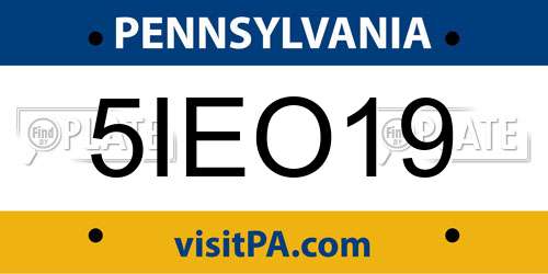 5IEO19 Pennsylvania License Plate