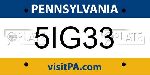 5IG33 Pennsylvania License Plate