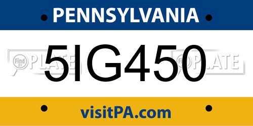 5IG450 Pennsylvania License Plate