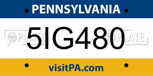 5IG480 Pennsylvania License Plate