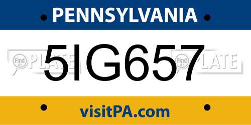 5IG657 Pennsylvania License Plate