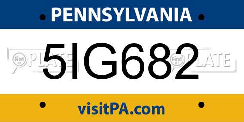 5IG682 Pennsylvania License Plate