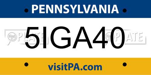 5IGA40 Pennsylvania License Plate