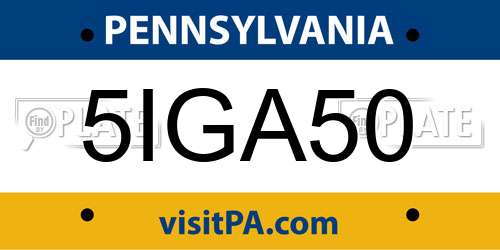 5IGA50 Pennsylvania License Plate