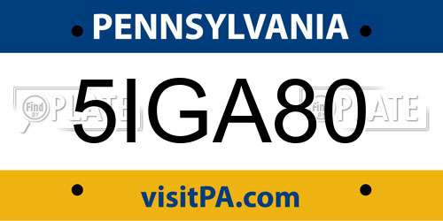 5IGA80 Pennsylvania License Plate