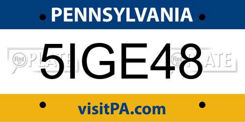 5IGE48 Pennsylvania License Plate