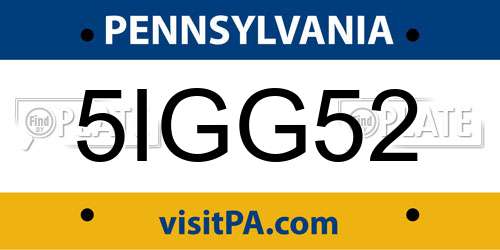 5IGG52 Pennsylvania License Plate