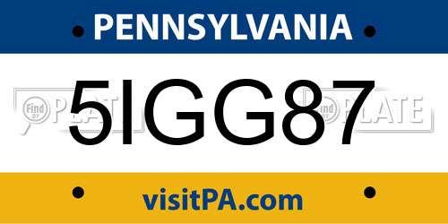 5IGG87 Pennsylvania License Plate