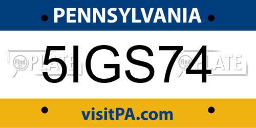5IGS74 Pennsylvania License Plate