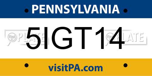 5IGT14 Pennsylvania License Plate