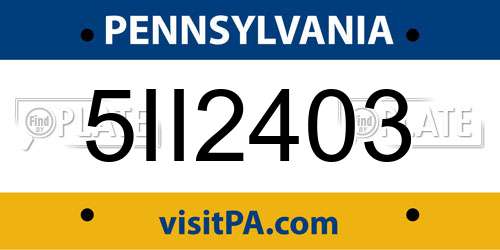 5II2403 Pennsylvania License Plate