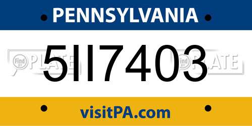 5II7403 Pennsylvania License Plate