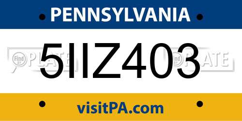 5IIZ403 Pennsylvania License Plate