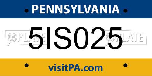 5IS025 Pennsylvania License Plate