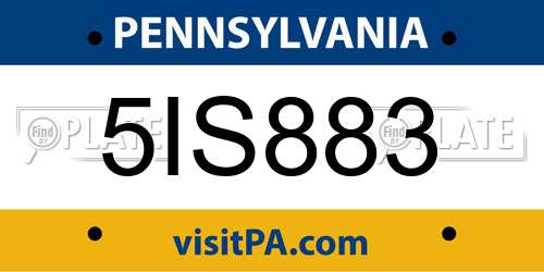 5IS883 Pennsylvania License Plate