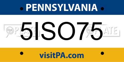 5ISO75 Pennsylvania License Plate