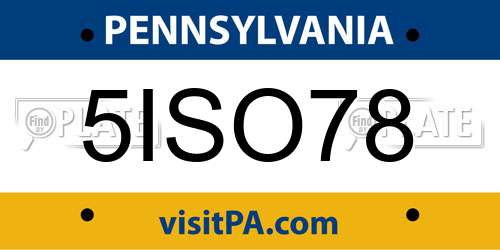 5ISO78 Pennsylvania License Plate