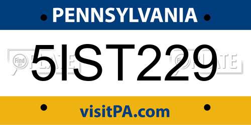 5IST229 Pennsylvania License Plate