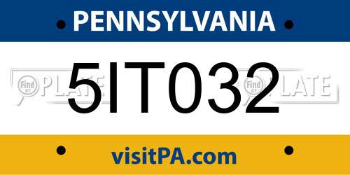 5IT032 Pennsylvania License Plate
