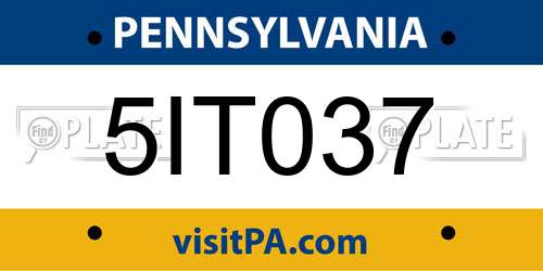 5IT037 Pennsylvania License Plate