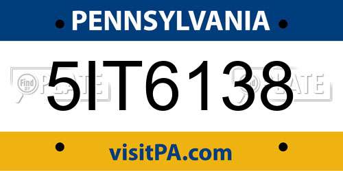 5IT6138 Pennsylvania License Plate