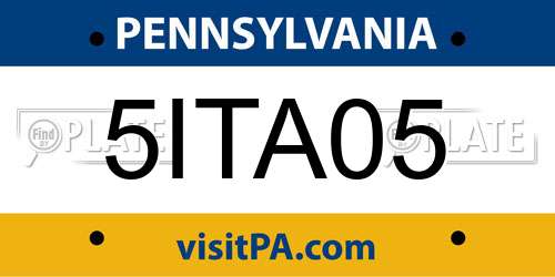 5ITA05 Pennsylvania License Plate