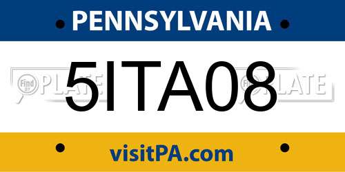 5ITA08 Pennsylvania License Plate