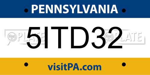 5ITD32 Pennsylvania License Plate