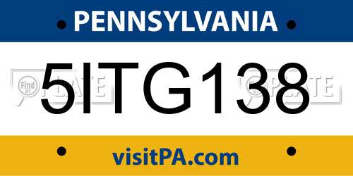 5ITG138 Pennsylvania License Plate