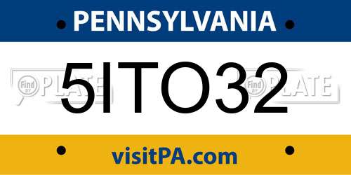 5ITO32 Pennsylvania License Plate