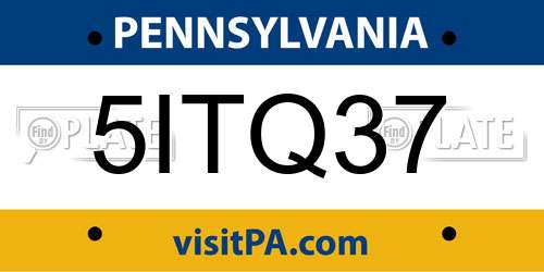 5ITQ37 Pennsylvania License Plate