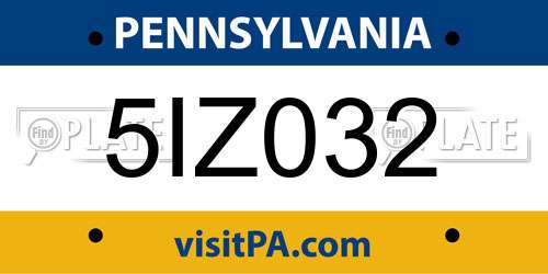 5IZ032 Pennsylvania License Plate