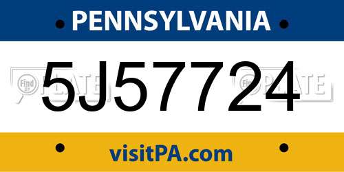 5J57724 Pennsylvania License Plate