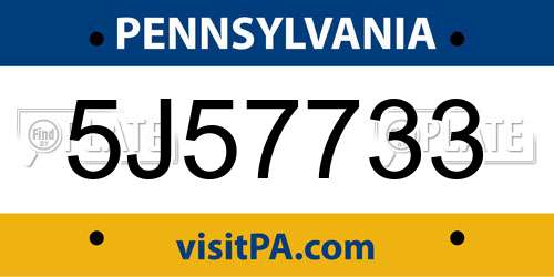 5J57733 Pennsylvania License Plate