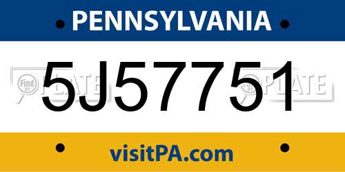 5J57751 Pennsylvania License Plate