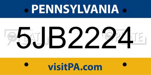 5JB2224 Pennsylvania License Plate