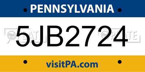 5JB2724 Pennsylvania License Plate