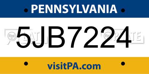 5JB7224 Pennsylvania License Plate