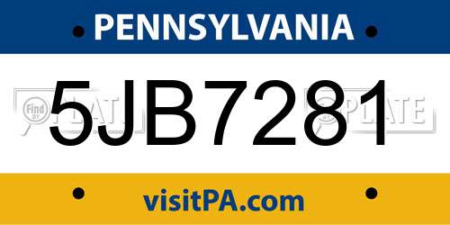 5JB7281 Pennsylvania License Plate