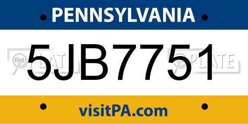 5JB7751 Pennsylvania License Plate