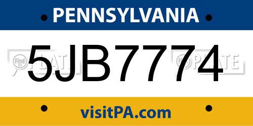 5JB7774 Pennsylvania License Plate