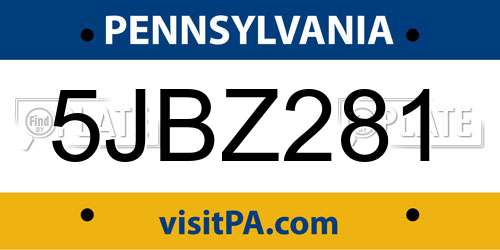 5JBZ281 Pennsylvania License Plate
