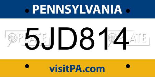 5JD814 Pennsylvania License Plate