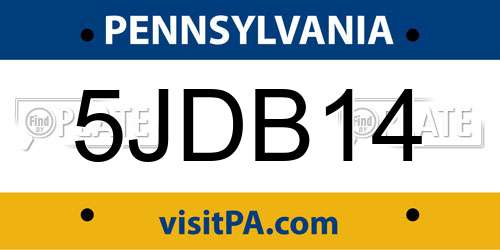 5JDB14 Pennsylvania License Plate