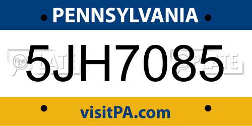 5JH7085 Pennsylvania License Plate