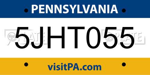 5JHT055 Pennsylvania License Plate